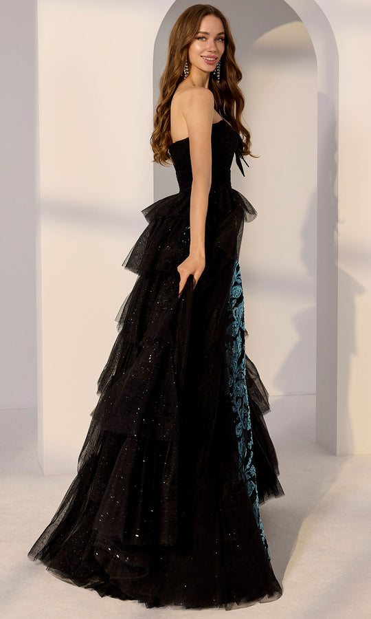 Mori Lee 49275 - Floral Sequin Sheath Gown with Overskirt