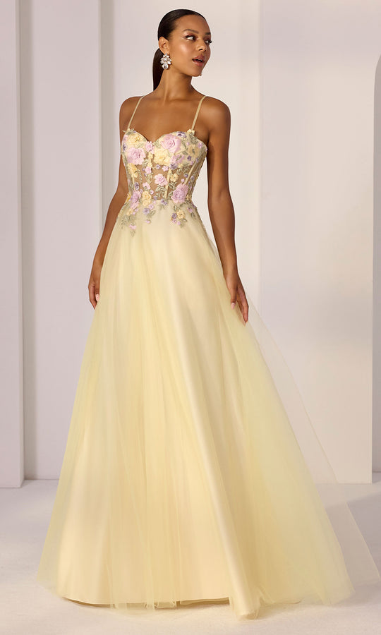 Mori Lee 49286 - Floral Applique A-Line Tulle Gown