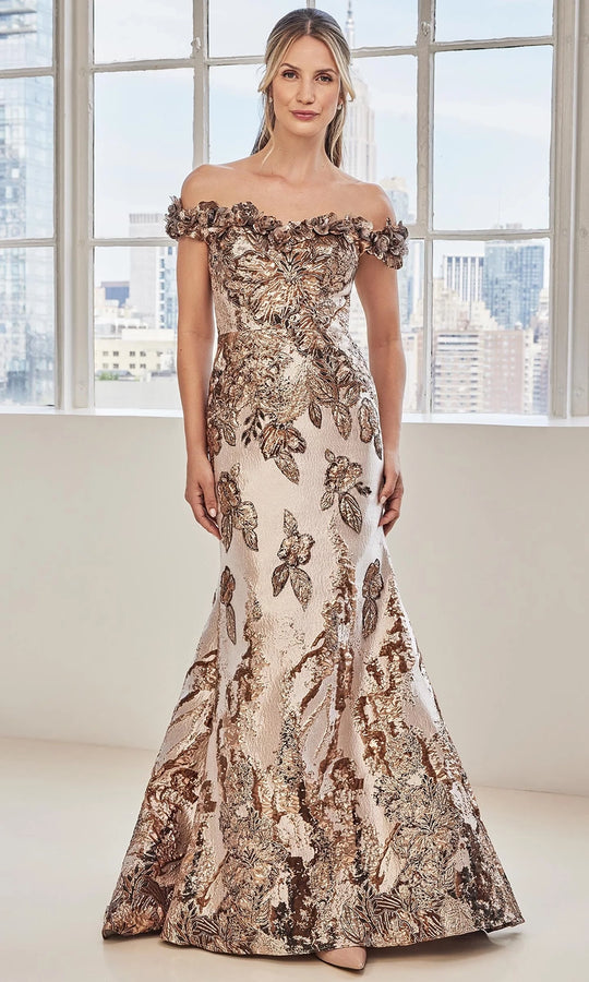 MGNY By Mori Lee 73130 - Mermaid Off Shoulder Jacquard Gown