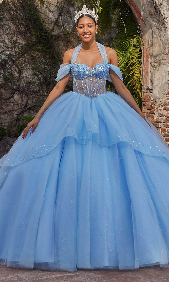 Vizcaya by Mori Lee 89554 - Beaded Illusion Corset Quince Ballgown