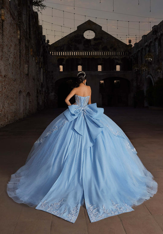 Vizcaya by Mori Lee 89561 - Floral Applique Peplum Tulle Ballgown