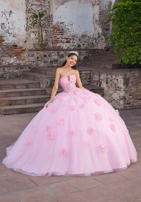 Vizcaya by Mori Lee 89562 - 3D Rosette Glitter Tulle Ballgown