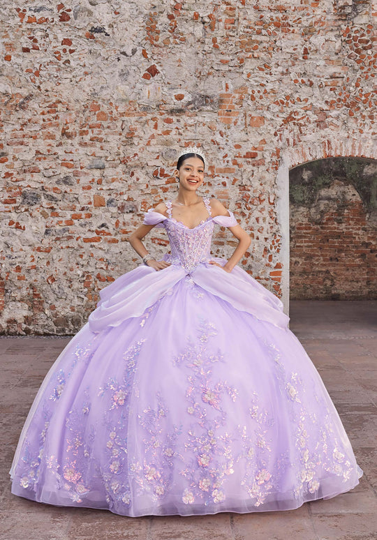 Vizcaya by Mori Lee 89565 - Floral Accent Sleeveless Organza Ballgown
