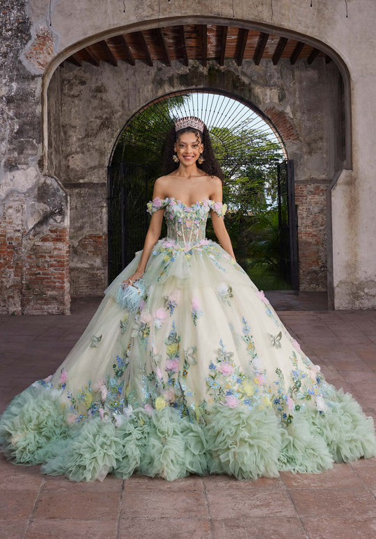 Vizcaya by Mori Lee 89566 - Ruffled Hem Sweetheart Appliqued Ballgown