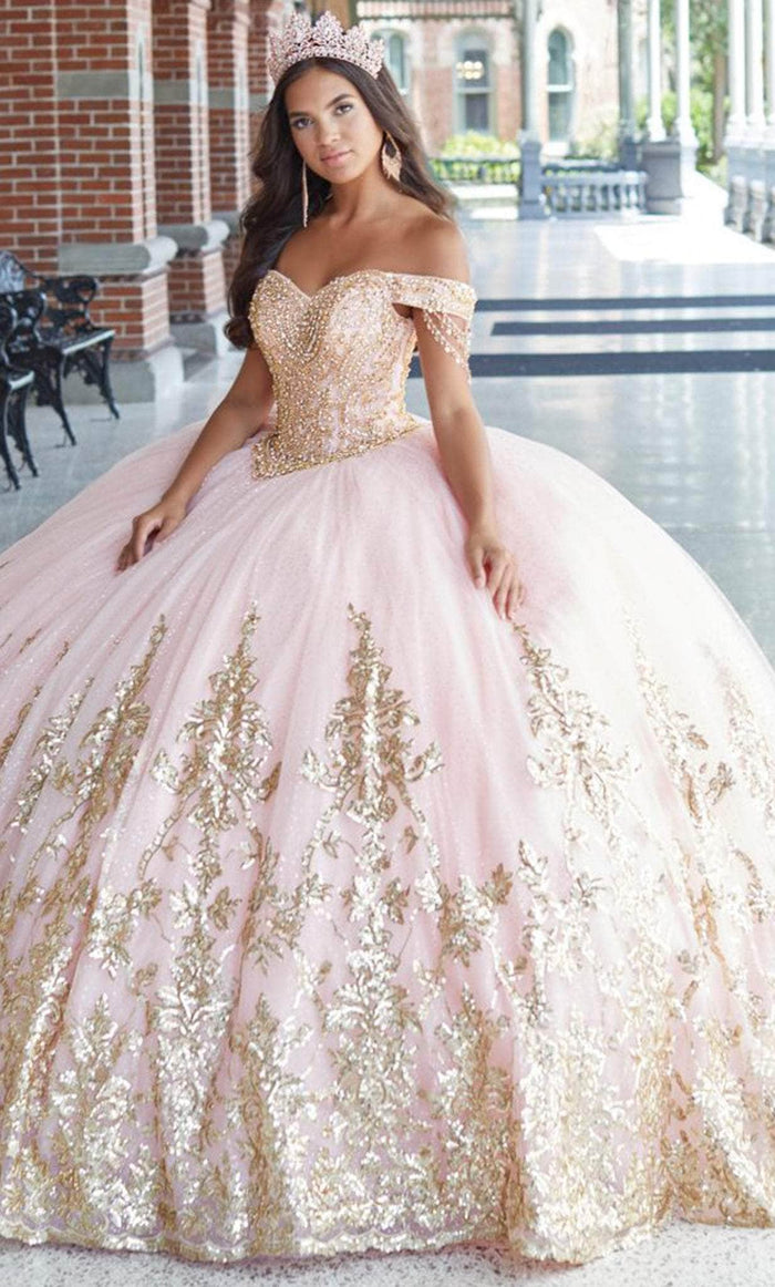Quinceanera Collection 26044 - Beaded Basque Quinceanera Dress Quinceanera Dresses 0 / Blush Gold