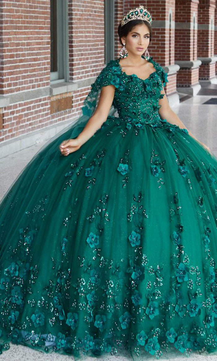 Quinceanera Collection 26046 - Laced Floral Quinceanera Dress Quinceanera Dresses 0 / Emerald