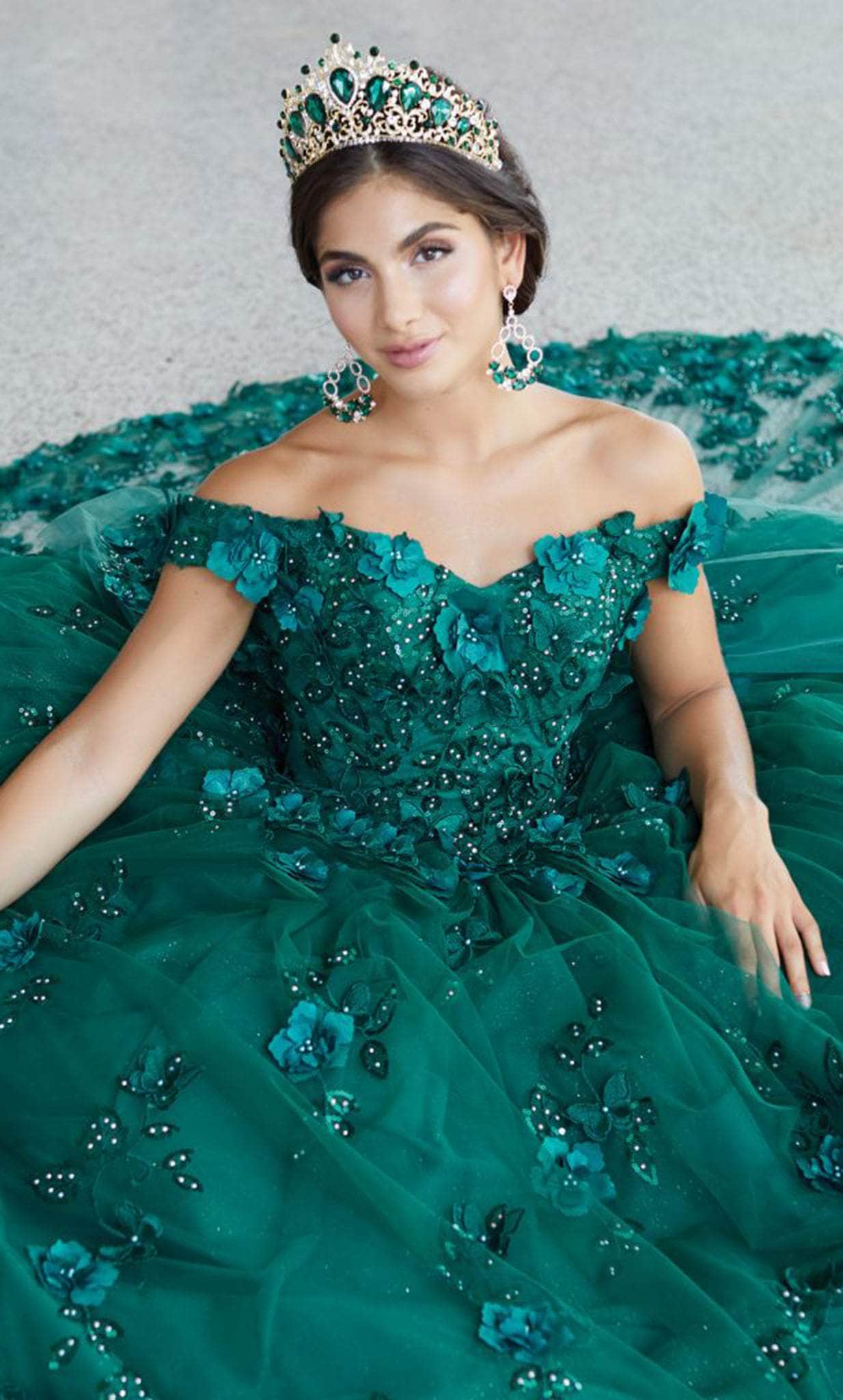 Corset-Bodice Long Emerald Green Formal Dress