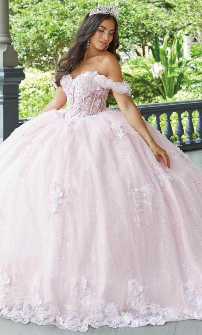 Quinceanera Collection 26047 - Laced Feathered Quinceanera Dress Quinceanera Dresses 0 / Pink Multi