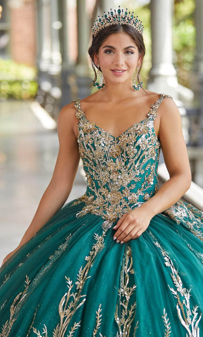 Quinceanera Collection 26050 - Sleeveless Sweetheart Voluminous Gown Quinceanera Dresses 0 / Hunter/Gold