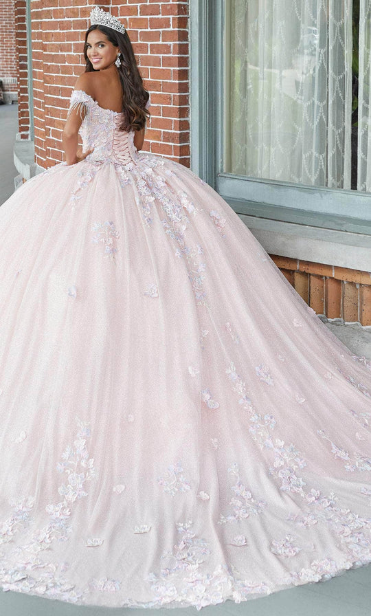 Quinceanera Collection 26051 - Fringe Off Shoulder Glittered Ballgown