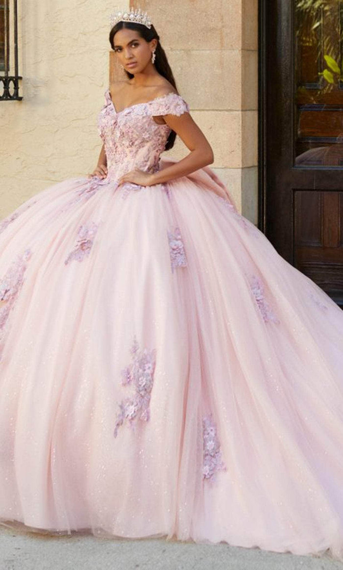Quinceanera Collection 26061 - Embroidered Off-Shoulder Ballgown Quinceanera Dresses 0 / Rose/Pink