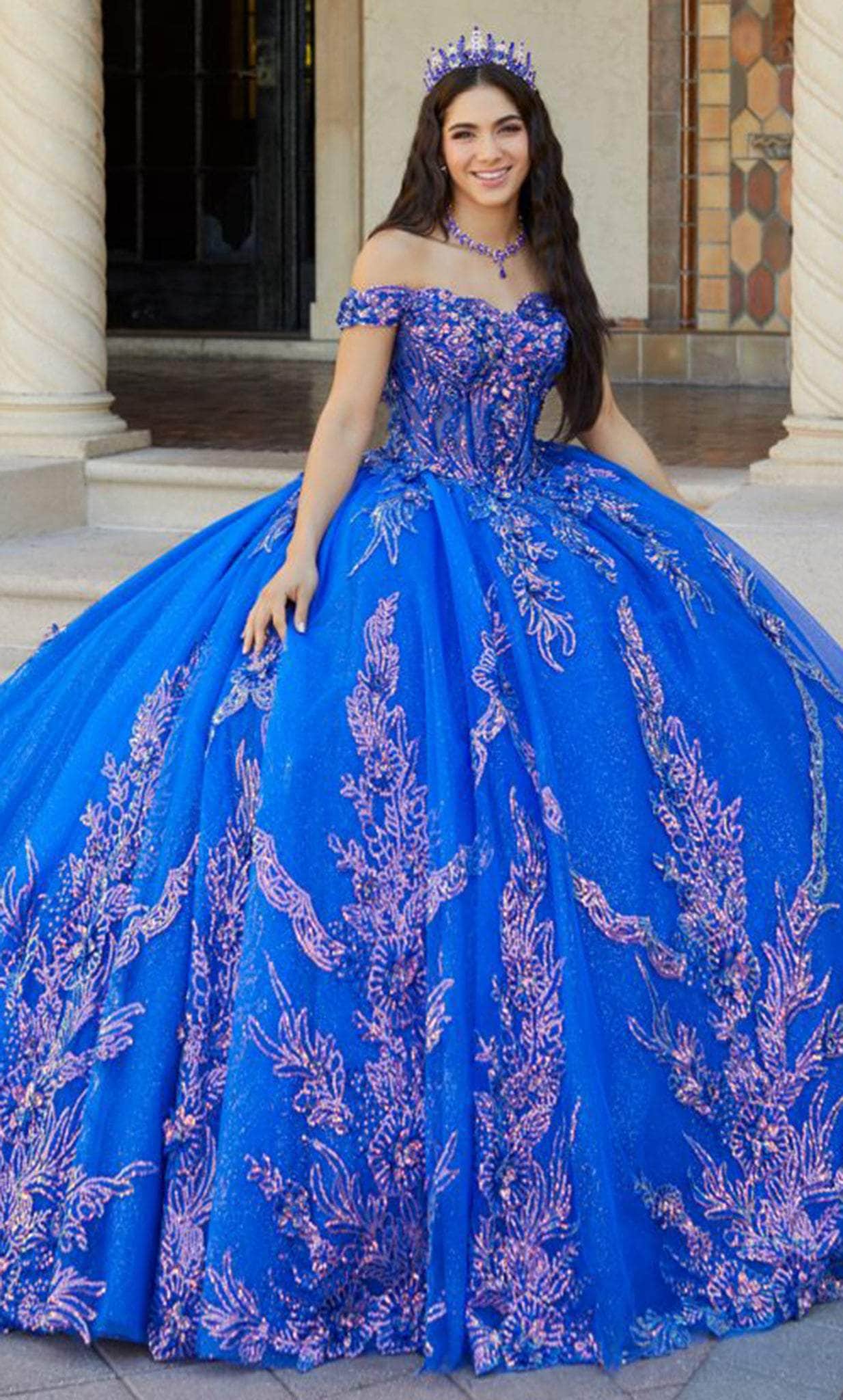 Quinceanera Collection 26063 - Off-Shoulder Embroidered Ballgown ...