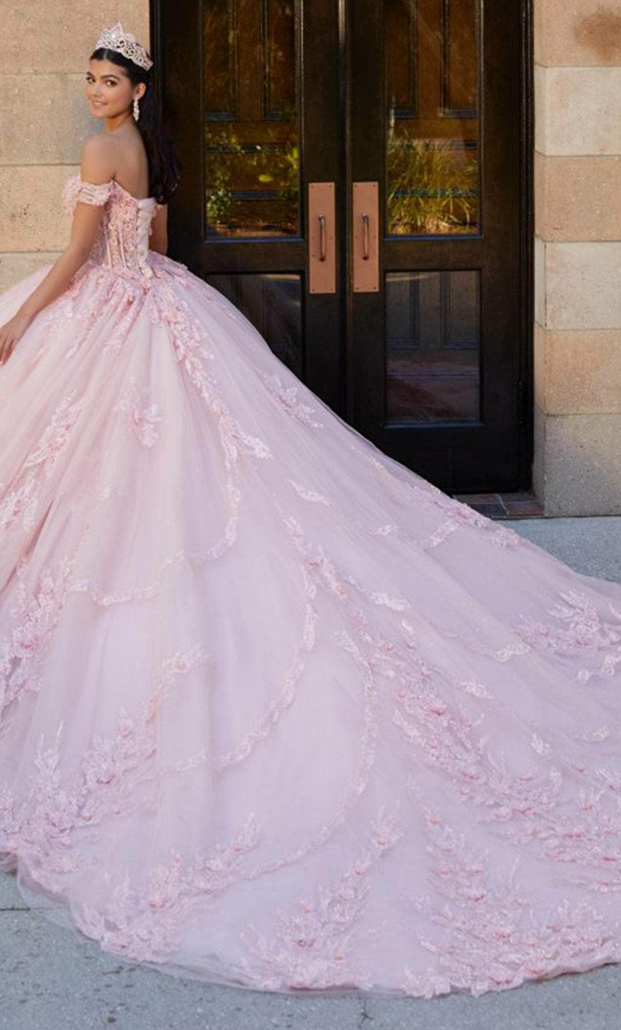 Quinceanera Collection 26063 - Off-Shoulder Embroidered Ballgown ...