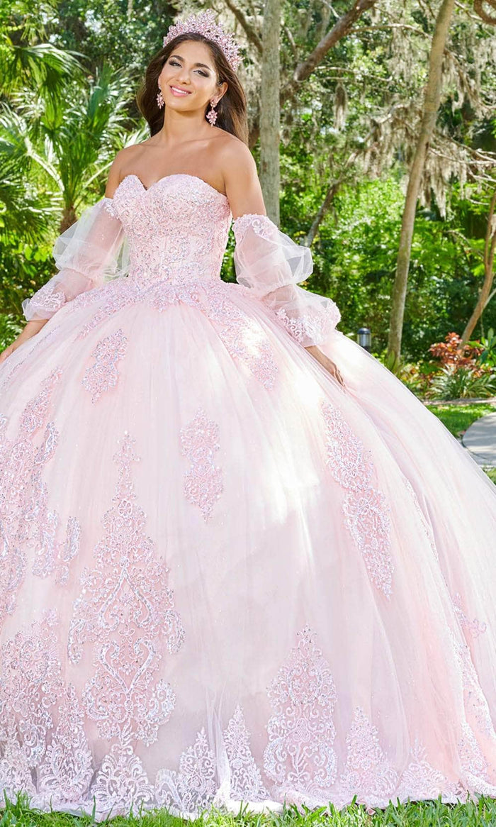 Quinceanera Collection 26076 - Beaded Strapless Ballgown Ball Gowns 0 / Blush/Silver