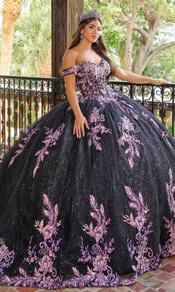 Quinceanera Collection 26079 - Corset Bodice Lace Applique Ballgown Ball Gowns 0 / Black Multi