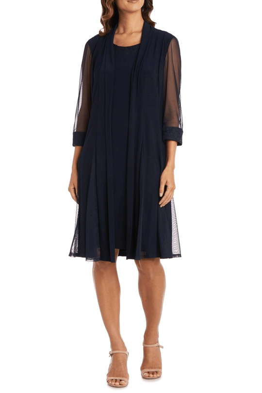 R&M Richards 3221 - Sheer Quarter Sleeve Evening Dress