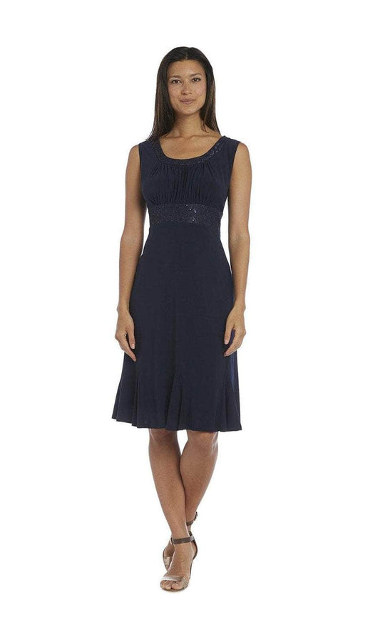 R&M Richards 5393 - Lace Jacket Ruched Formal Dress Special Occasion Dress 14 / Navy