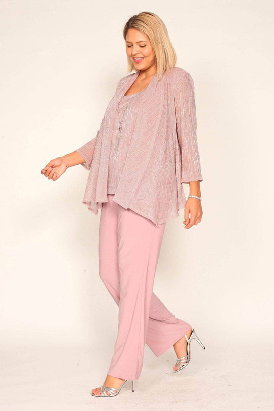 R&M Richards 7171W - Scoop Metallic Pantsuit Special Occasion Dress 18W / Mauve