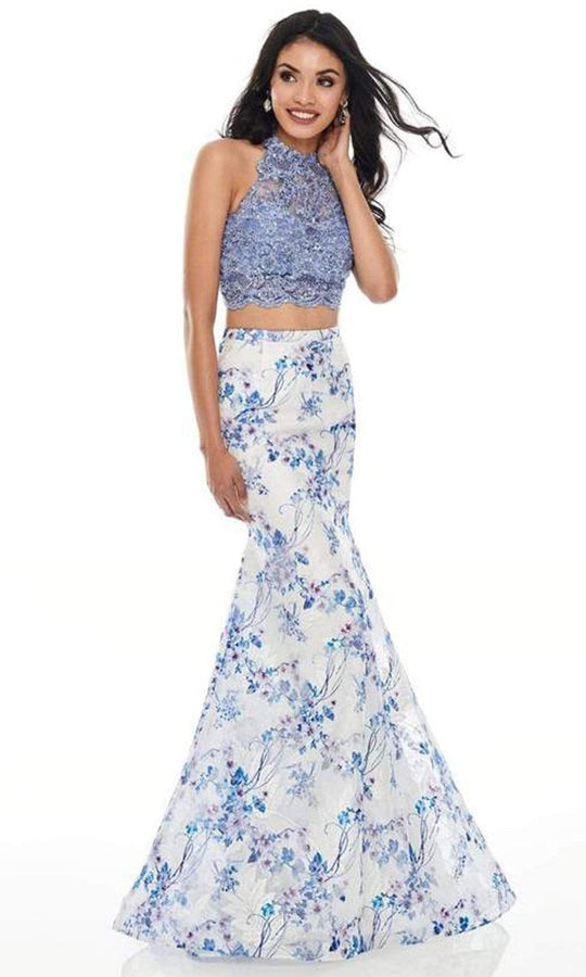 Rachel Allan - Embellished High Neck Lace-Up Open Back Two Piece Gown 7170