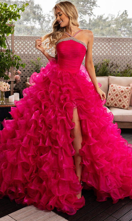 Rachel Allan 50365 - Beaded Trim Sleeveless Ruffle Ballgown