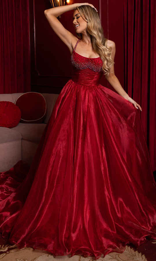 Rachel Allan 50386 - Beaded Scoop Neck Organza Ballgown