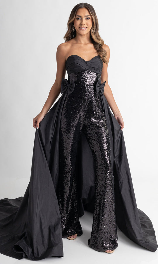 Rachel Allan 50403 - Strapless Sequin Jumpsuit with Overskirt