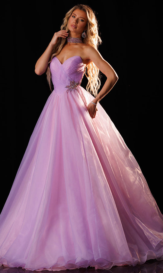 Rachel Allan 50424 - Beaded Crisscross Back Organza Ballgown