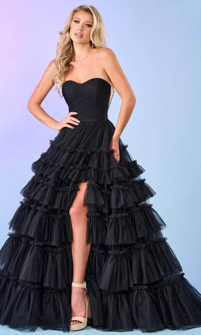 Rachel Allan 70503 - Jeweled Neck Tulle Prom Dress Ball Gowns 00 / Black