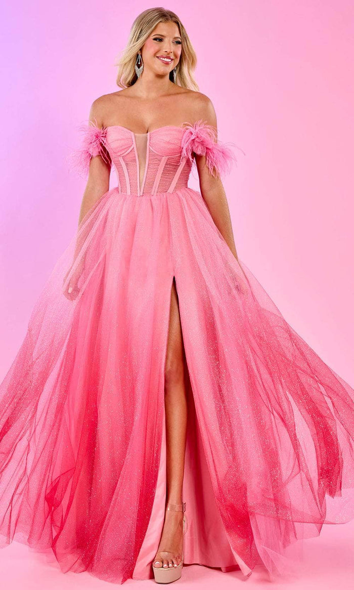 Rachel Allan 70515 - Ruched Corset Prom Dress Ball Gowns 00 / Fuchsia Ombre