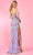 Rachel Allan 70518 - Bead Fringed Slit Prom Dress Prom Dresses