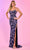 Rachel Allan 70595 - Floral Sequin Scoop Prom Gown Prom Dresses 00 / Lilac Navy
