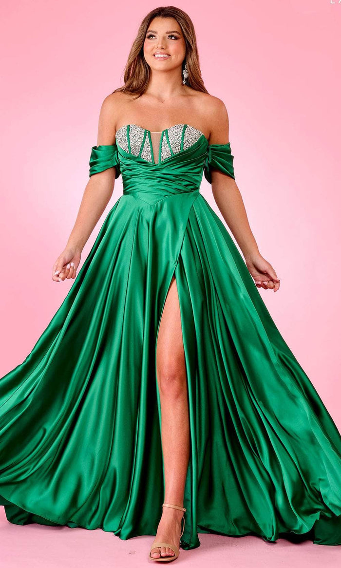 Rachel Allan 70664 - Beaded Sweetheart A-Line Prom Gown Prom Dresses 00 / Emerald