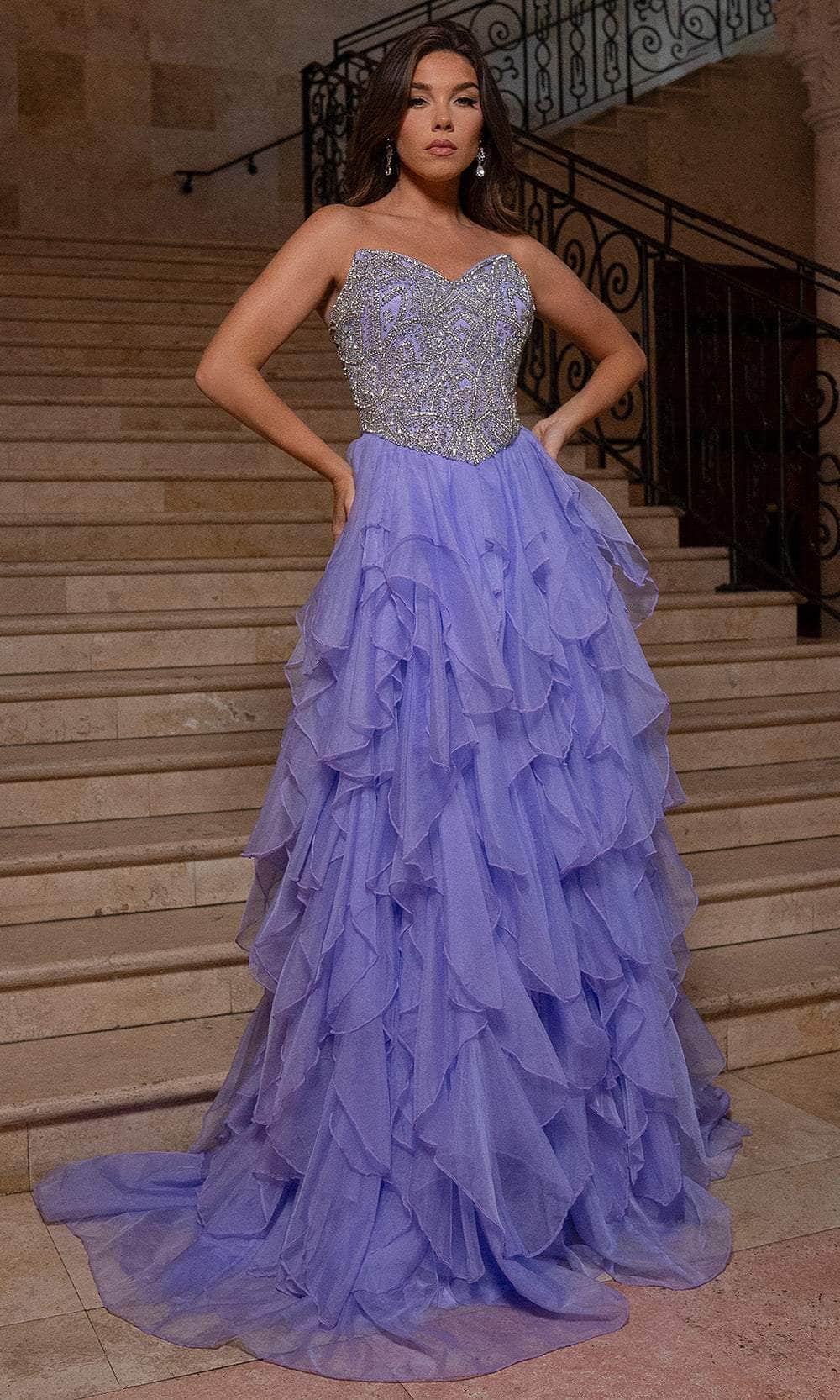 Rachel Allan Curves - 6337 Floral Beaded Tulle Gown main image 0