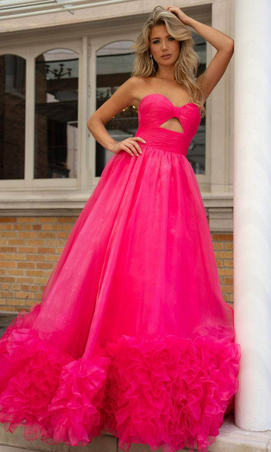 Rachel Allan 70820 - Strapless A-line Gown with Ruffled Hem