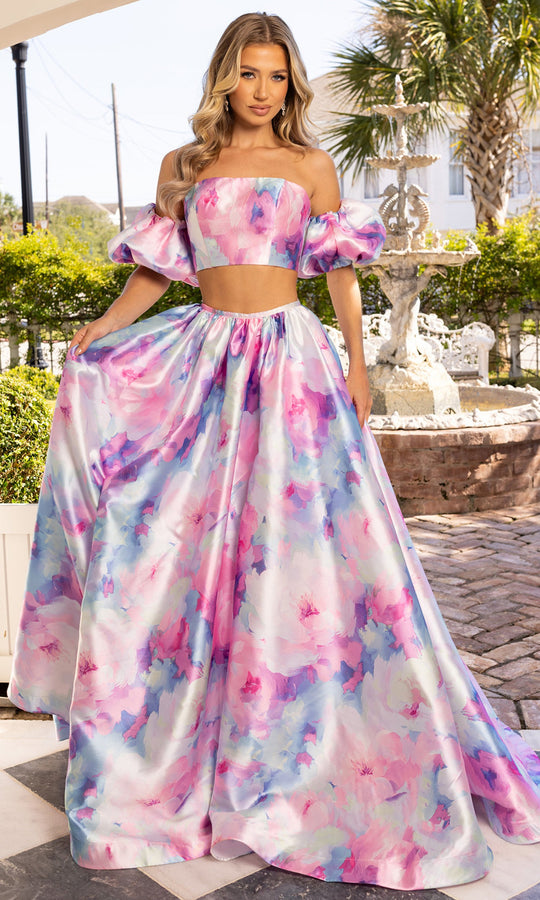 Rachel Allan 70921 - Strapless Two-Piece Floral Evening Gown