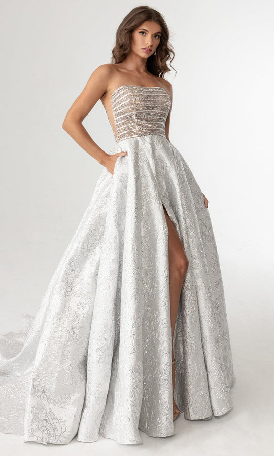 Rachel Allan 70956 - Strapless Textured Ballgown with Illusion Sides
