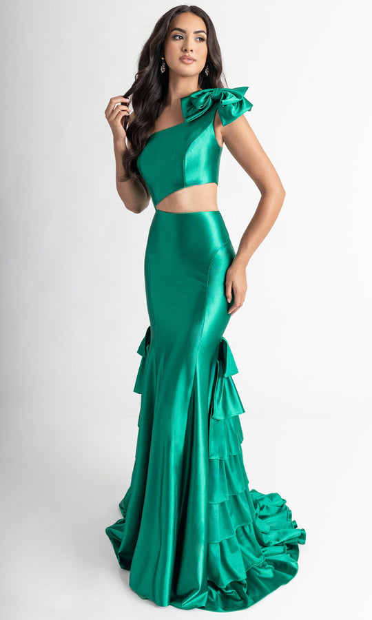 Rachel Allan 70976 - One Shoulder Cutout Ruffle Evening Gown