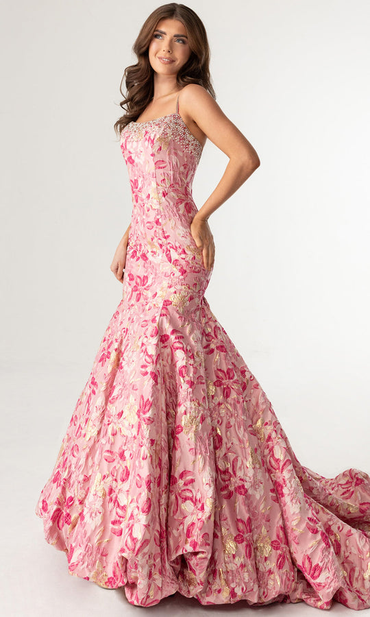 Rachel Allan 70988 - Embellished Floral Mermaid Evening Gown
