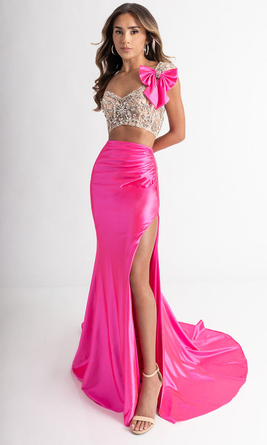 Rachel Allan 71000 - Beaded One Shoulder Two-Piece Gown