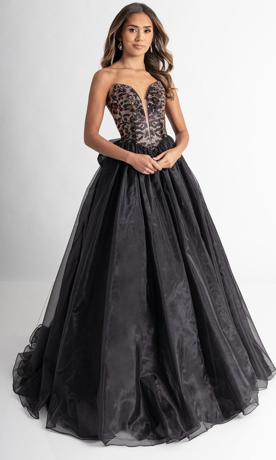 Rachel Allan 71026 - Beaded Animal Print Strapless Ballgown