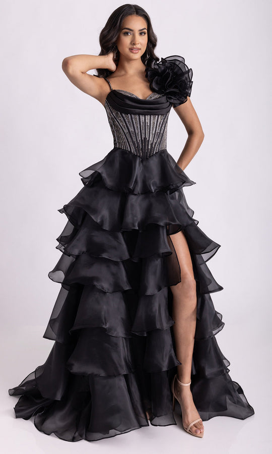 Rachel Allan 71049 - Sweetheart Basque Ruffled Tier Gown