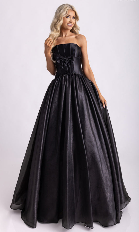 Rachel Allan 71060 - Bow Detail Straight Across Shimmer Organza Gown