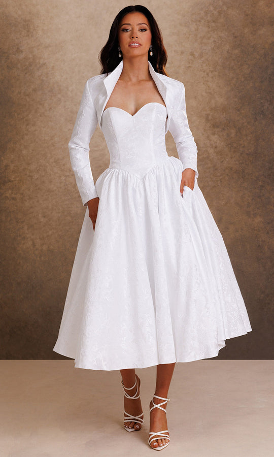 Rachel Allan Bridal RB1021 - Brocade Sweetheart Tea-Length Dress