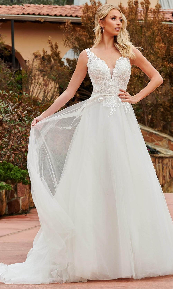 Rachel Allan Bridal RB2162 - Lace Applique Sleeveless Bridal Gown Wedding Dresses 0 / Ivory