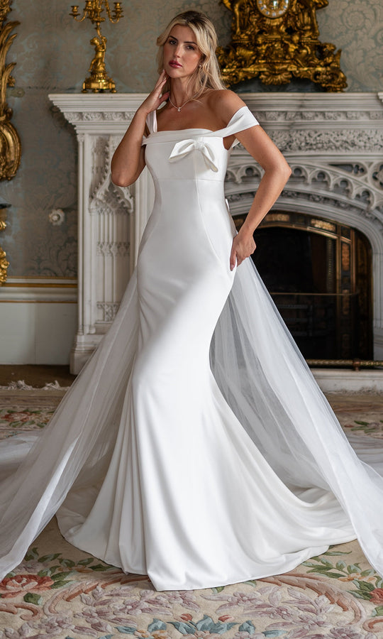 Rachel Allan RB2238 - Off Shoulder Gown with Detachable Overskirt