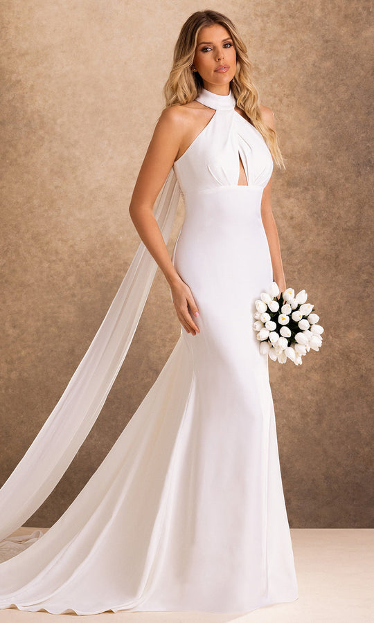 Rachel Allan Bridal RB2246 - Halter Keyhole Fitted Gown with Cape
