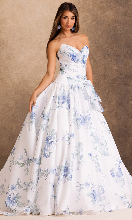Rachel Allan Bridal RB2258 - Floral Print Drop Waist Strapless Gown