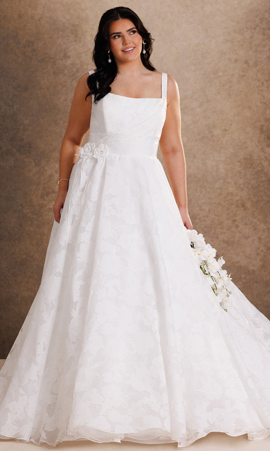 Rachel Allan Bridal RB4245 - Square Neckline Organza Jacquard Gown