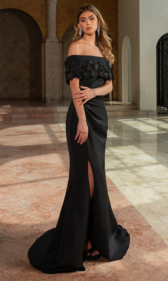 Rachel Allan RB8217 - Off Shoulder Floral Applique Gown