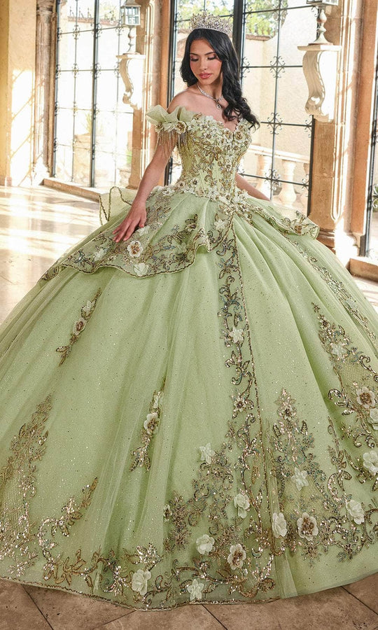 Rachel Allan Bridal RQ3137 - Floral Appliqued Off Shoulder Ballgown